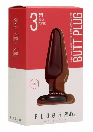 Красная анальная пробка Butt Plug Basic 3 Inch - 7,6 см. 
