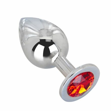 Большой плаг из стали с красным кристаллом Red Flame - 9,5 см. 