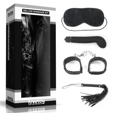БДСМ-набор Deluxe Bondage Kit: маска, вибратор, наручники, плётка 