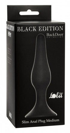 Чёрная анальная пробка Slim Anal Plug Medium - 11,5 см. 