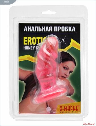 Розовая гелевая анальная пробка анатомической формы - 13 см. 