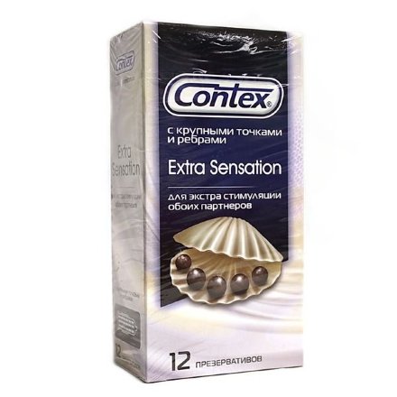 Презервативы с крупными точками и рёбрами Contex Extra Sensation - 12 шт. 