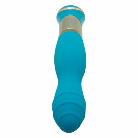 Голубой вибратор с ротацией ECSTASY Deluxe Rippled Vibe - 20 см. 
