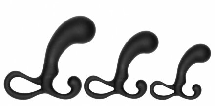Набор из 3 черных массажеров простаты Piece Prostate Stimulator Set 