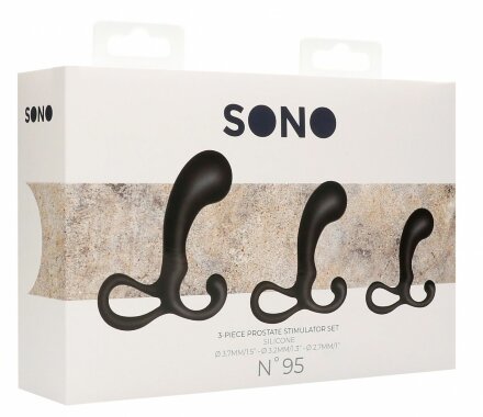 Набор из 3 черных массажеров простаты Piece Prostate Stimulator Set 