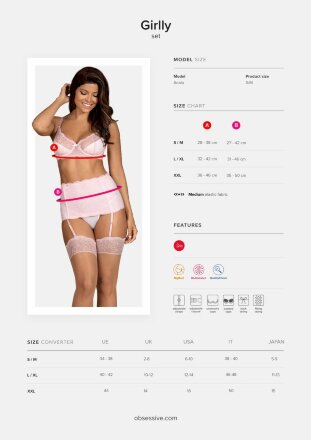 Восхитительный комплект нижнего белья Girlly с поясом для чулок 