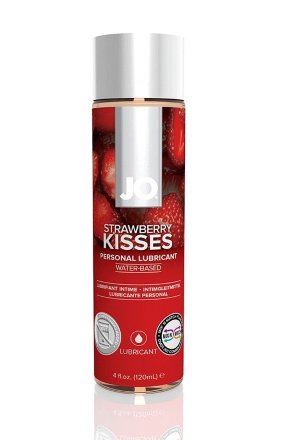 Лубрикант на водной основе с ароматом клубники JO Flavored Strawberry Kiss - 120 мл. 