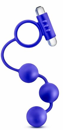Синее эрекционное кольцо с анальным стимулятором Penetrator 