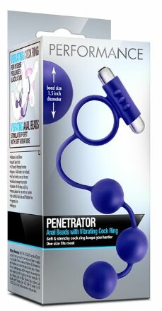 Синее эрекционное кольцо с анальным стимулятором Penetrator 
