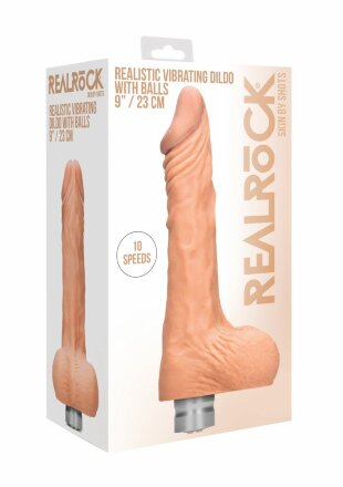 Телесный вибратор Vibrating Dildo With Balls - 25 см. 