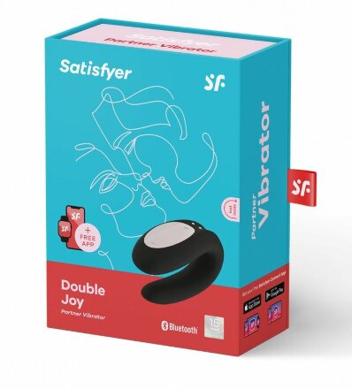 Черный вибратор для пар Double Joy с управлением через приложение 