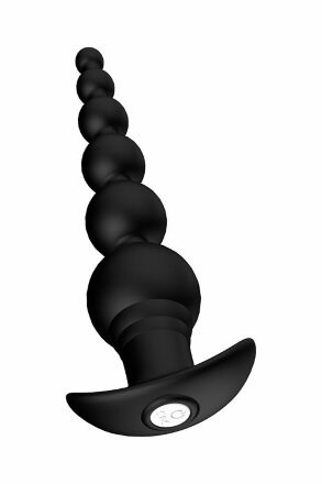 Черный анальный вибромассажер REMOTE GRADUATING BEADS - 20,7 см. 