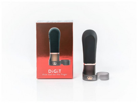 Черный вибромассажер-насадка на пальчик DiGiT - 9 см. 