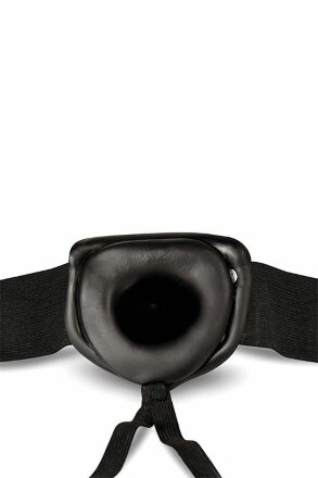 Черный мужской страпон DR. SKIN 7INCH HOLLOW STRAP ON - 17 см. 