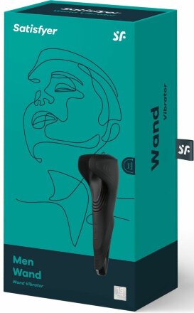 Чёрный нереалистичный мастурбатор с вибрацией Satisfyer Men Wand 