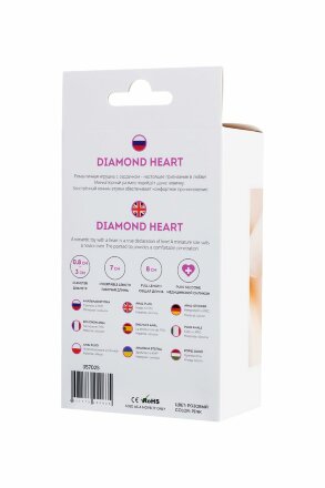 Розовая анальная втулка Diamond Heart с прозрачным кристаллом - 8 см. 