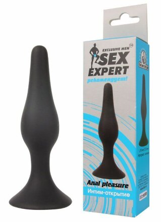 Чёрная анальная пробка Sex Expert - 9,5 см. 