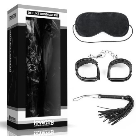 БДСМ-набор Deluxe Bondage Kit для игр: маска, наручники, плётка 