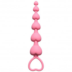 Розовая анальная цепочка Heart's Beads Pink - 18 см.