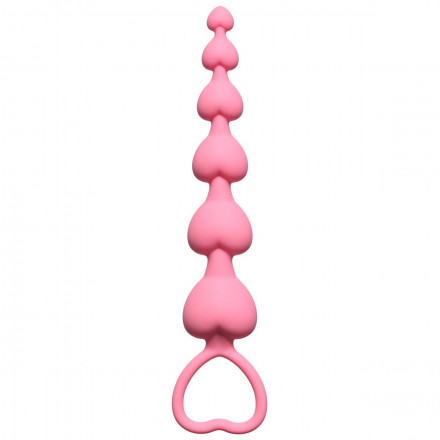 Розовая анальная цепочка Heart&#039;s Beads Pink - 18 см. 