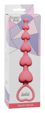 Розовая анальная цепочка Heart&#039;s Beads Pink - 18 см. 