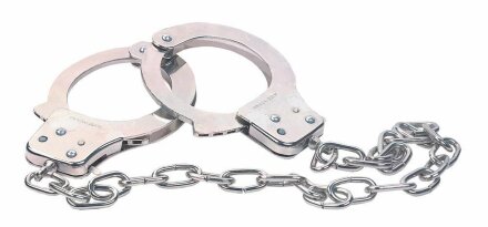 Наручники из металла с длинной цепочкой CHROME HANDCUFFS METAL HANDCUFFS W. KEY 