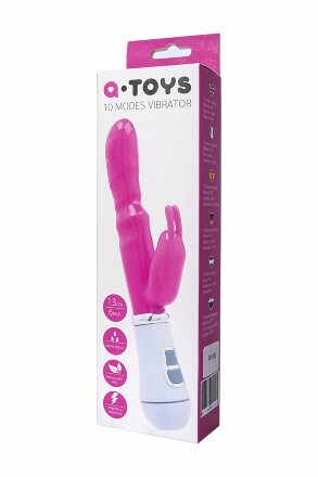 Ярко-розовый вибратор ToyFa A-toys с клиторальным стимулятором - 20 см. 