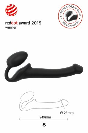 Черный безремневой страпон Silicone Bendable Strap-On S 