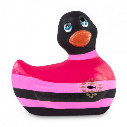 Вибратор-уточка I Rub My Duckie 2.0 Colors с черно-розовыми полосками 