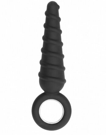 Анальная пробка со спиралью на поверхности No.60 Dildo With Metal Ring - 17,5 см. 