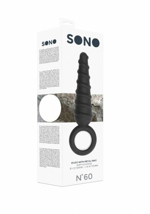 Анальная пробка со спиралью на поверхности No.60 Dildo With Metal Ring - 17,5 см. 