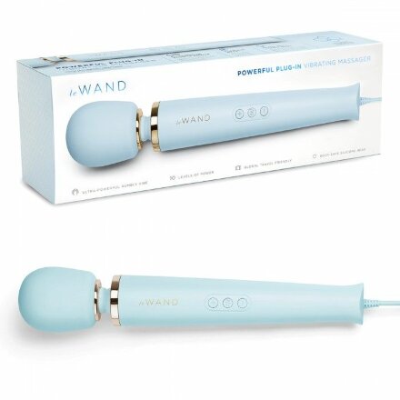 Голубой проводной вибромассажер Le Wand Sky Blue с 10 скоростями 