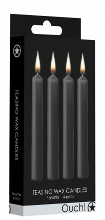 Набор из 4 черных восковых свечей Teasing Wax Candles 