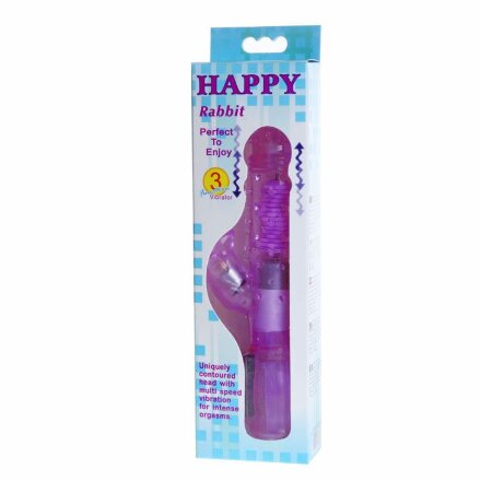 Фиолетовый хай-тек вибратор Happy Bunny - 22,5 см. 