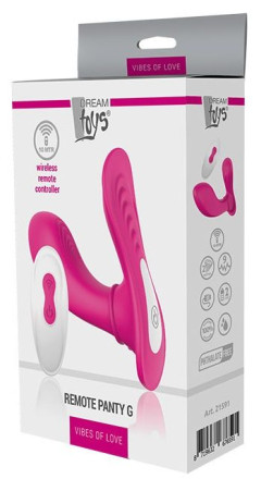 Ярко-розовый клиторальный стимулятор REMOTE PANTY G 