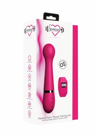Розовый вибромассажер Kegel Wand - 18,5 см. 