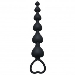 Чёрная анальная цепочка Heart's Beads Black - 18 см.