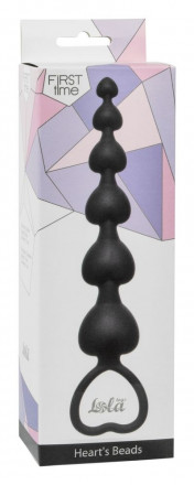 Чёрная анальная цепочка Heart&#039;s Beads Black - 18 см. 