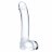 Прозрачный стеклянный фаллос с мошонкой Curved G-Spot - 18 см. 