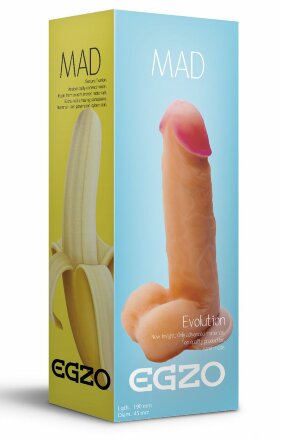 Телесный фаллоимитатор Mad Banana из киберкожи с присоской - 19 см. 