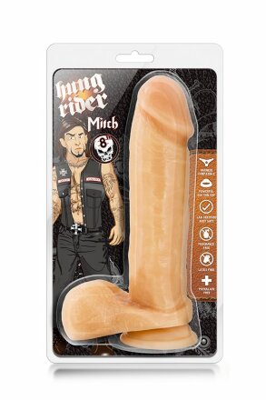 Телесный фаллоимитатор на присоске Hung Rider Mitch - 22,86 см. 
