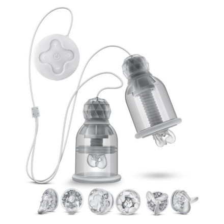 Прозрачные вибронасадки на соски со сменными колпачками Titillator 