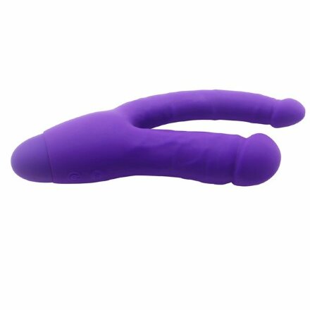 Фиолетовый двойной вибратор INDULGENCE Insatiable Desire - 21,5 см. 