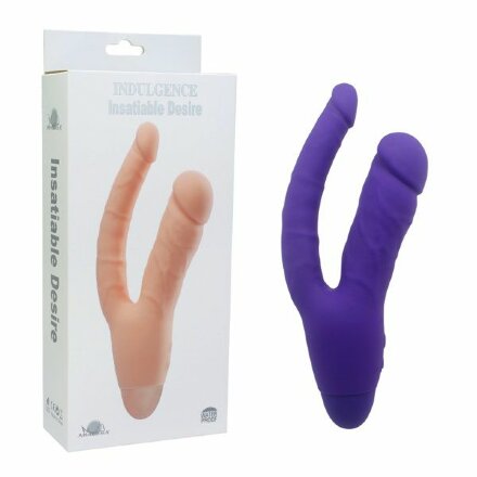 Фиолетовый двойной вибратор INDULGENCE Insatiable Desire - 21,5 см. 