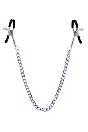 Зажимы для сосков с фиолетовой цепочкой Sweet Caress Nipple Chain 