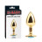 Золотистая анальная пробка со стразом Blue Gem Anal Plug - 7,1 см. 