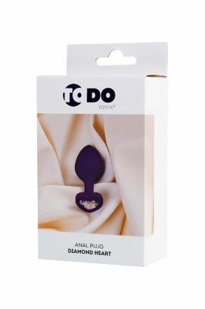 Фиолетовая анальная втулка Diamond Heart с прозрачным кристаллом - 8 см. 
