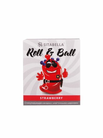 Стимулирующий презерватив-насадка Roll &amp; Ball Strawberry 