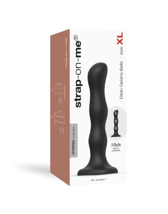 Черная насадка Strap-On-Me Dildo Geisha Balls size XL 