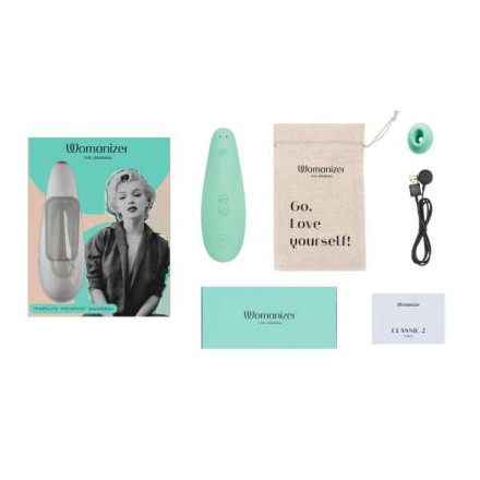 Мятный бесконтактный клиторальный стимулятор Womanizer Marilyn Monroe Special Edition 